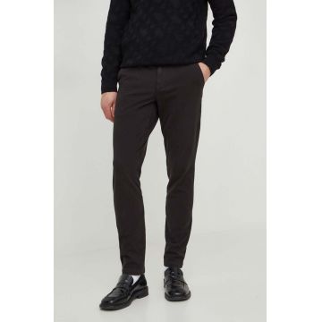 BOSS pantaloni barbati, culoarea negru, mulata