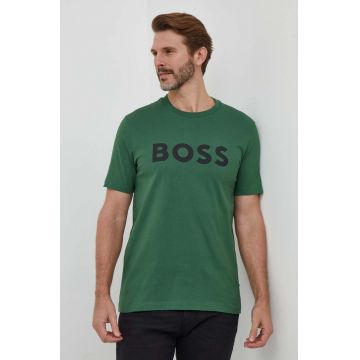 BOSS tricou din bumbac culoarea verde, cu imprimeu 50495742