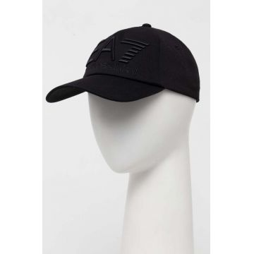 EA7 Emporio Armani șapcă de baseball din bumbac culoarea negru, cu imprimeu