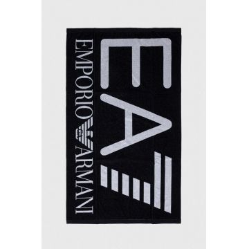 EA7 Emporio Armani prosop din bumbac 100 x 170 cm culoarea negru