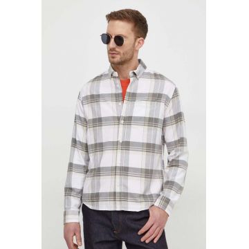 Pepe Jeans camasa din bumbac barbati, culoarea alb, cu guler button-down, regular