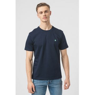 Tricou regular fit cu decolteu la baza gatului - Albastru ultramarin