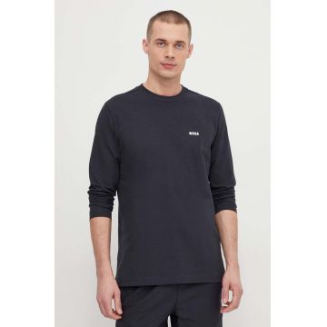 Boss Green longsleeve barbati, culoarea albastru marin, neted, 50506365