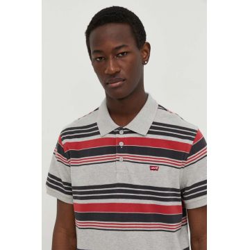 Levi's polo de bumbac culoarea gri, neted, 35883 Levi's polo de bumbac culoarea gri, neted, 35883