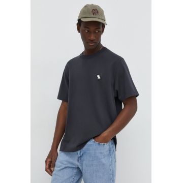 Abercrombie & Fitch tricou din bumbac barbati, culoarea negru, neted