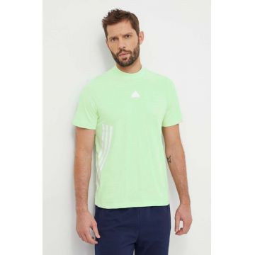 adidas tricou din bumbac barbati, culoarea verde, cu imprimeu