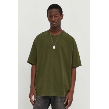 American Vintage tricou din bumbac barbati, culoarea verde, neted