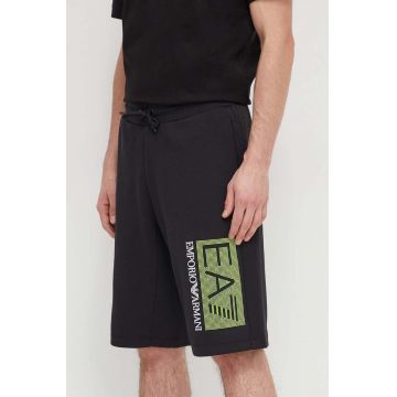 EA7 Emporio Armani pantaloni scurti barbati, culoarea negru