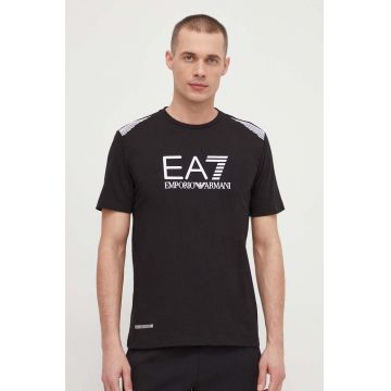 EA7 Emporio Armani tricou barbati, culoarea negru, cu imprimeu