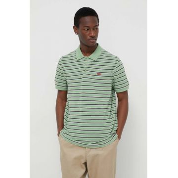 Levi's polo de bumbac culoarea verde, neted, 35883