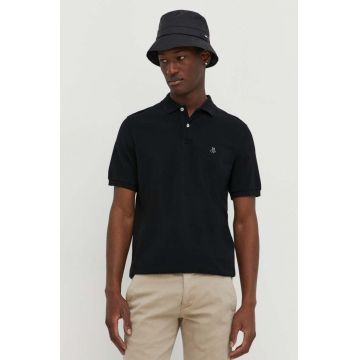 Marc O'Polo polo de bumbac culoarea negru, neted