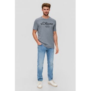 Tricou de bumbac cu imprimeu logo - Gri albastrui