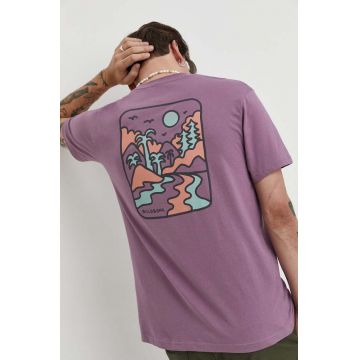 Billabong tricou din bumbac BILLABONG X ADVENTURE DIVISION barbati, culoarea violet, cu imprimeu