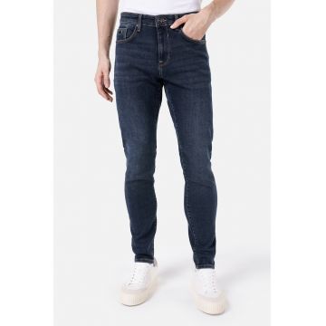 Blugi slim fit cu cusaturi contrastante