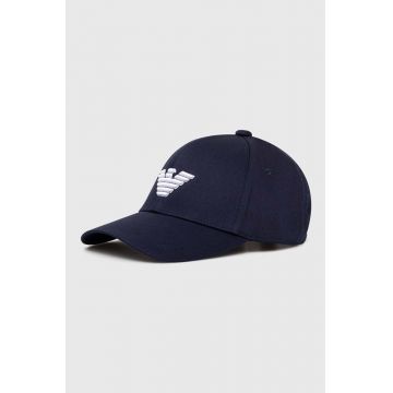Emporio Armani Underwear șapcă de baseball din bumbac culoarea albastru marin, cu imprimeu