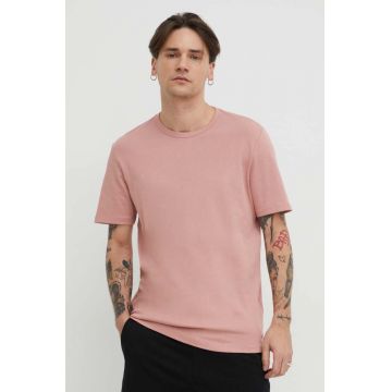 HUGO tricou din bumbac barbati, culoarea roz, neted