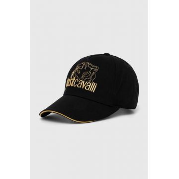 Just Cavalli șapcă de baseball din bumbac culoarea negru, cu imprimeu
