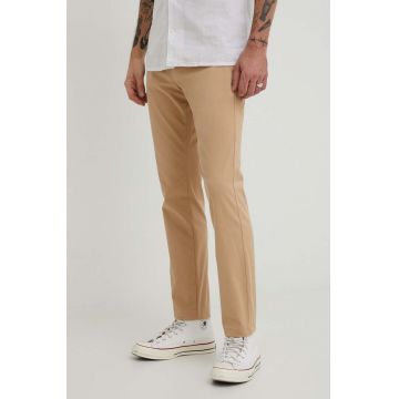 Tommy Jeans pantaloni bărbați, culoarea bej, mulată DM0DM19166