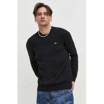 Tommy Jeans pulover de bumbac culoarea negru