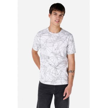 Tricou regular fit cu model - Alb