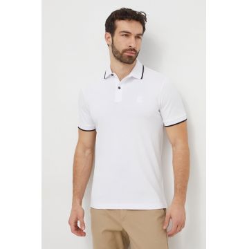 Boss Orange tricou polo barbati, culoarea alb, neted