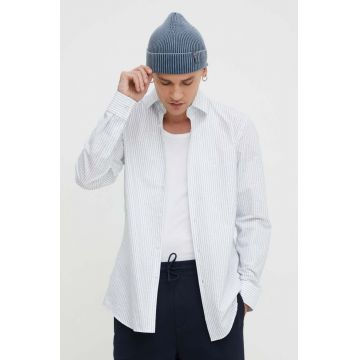 HUGO cămașă din bumbac bărbați, culoarea alb, cu guler clasic, slim 50508308