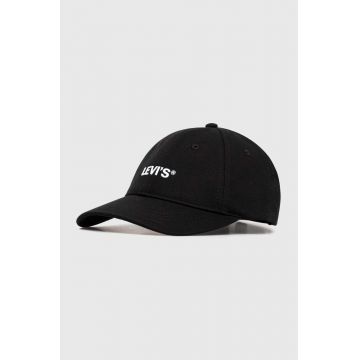 Levi's șapcă de baseball din bumbac culoarea negru, cu imprimeu