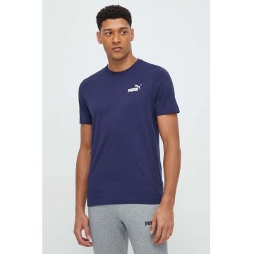 Puma tricou din bumbac bărbați, culoarea bleumarin, uni 679187