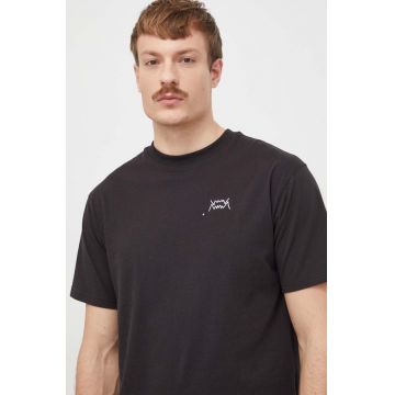 Puma tricou din bumbac bărbați, culoarea negru, uni 586776