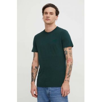 Superdry tricou din bumbac barbati, culoarea verde, neted
