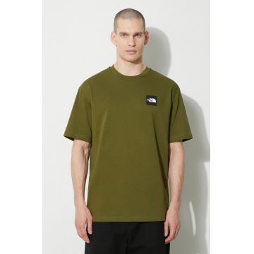 The North Face tricou din bumbac M Nse Patch S/S Tee bărbați, culoarea verde, cu imprimeu, NF0A87DAPIB1