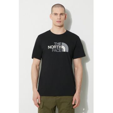The North Face tricou din bumbac M S/S Easy Tee bărbați, culoarea negru, cu imprimeu, NF0A87N5JK31