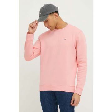 Tommy Jeans bluza barbati, culoarea roz, melanj