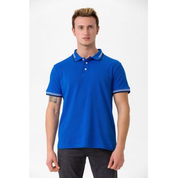 Tricou polo cu accente in dungi Antoninus - Albastru