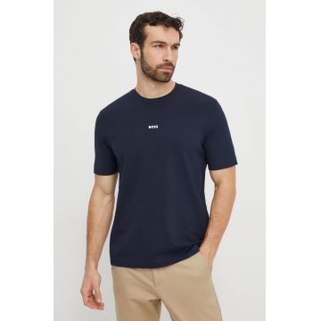 BOSS tricou BOSS ORANGE barbati, culoarea albastru marin, cu imprimeu, 50473278