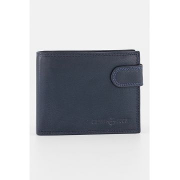 Portofel de piele cu sloturi pentru card - Bleumarin