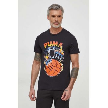 Puma tricou bărbați, culoarea negru, cu imprimeu 586866