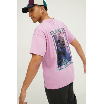 Quiksilver tricou din bumbac barbati, culoarea violet, cu imprimeu