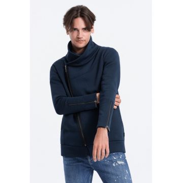 Bluza de trening cu guler inalt si fermoar - Bleumarin
