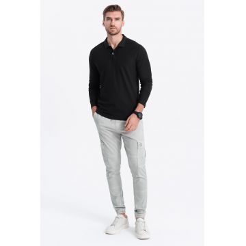 Bluza polo din bumbac pique - Negru