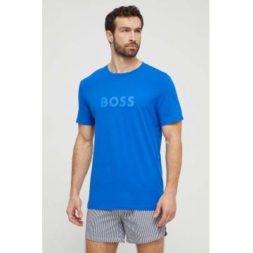 BOSS tricou din bumbac bărbați, culoarea violet, cu imprimeu 50503276