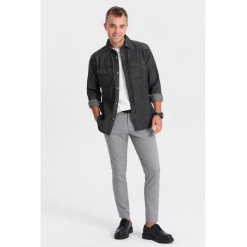 Camasa din material chambray cu capse