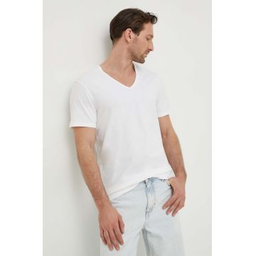 Levi's tricou 3-pack barbati, culoarea alb, neted