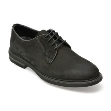 Pantofi OTTER negri, E1801, din nabuc