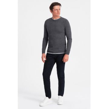 Pulover slim fit cu model uni - Gri antracit