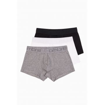 Set de boxeri din amestec de bumbac - 3 perechi - Alb/Negru/Gri