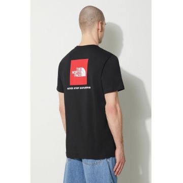 The North Face tricou din bumbac M S/S Redbox Tee bărbați, culoarea negru, cu imprimeu, NF0A87NPJK31
