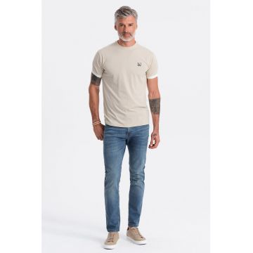 Tricou cu decolteu rotund - Maro nisip