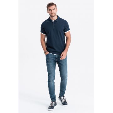 Tricou polo din bumbac pique - Bleumarin