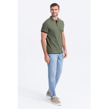 Tricou polo din bumbac pique - Kaki